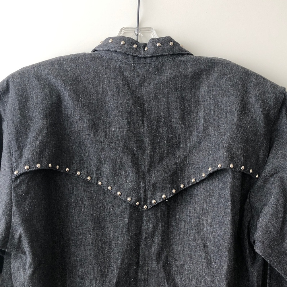 Stud-Trim Black Button-Down Shirt - Picture 9 of 9